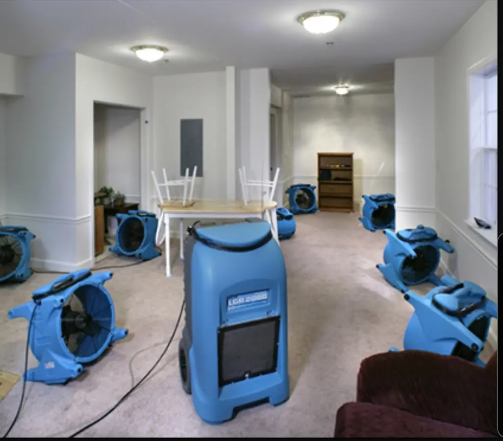 Air movers and dehumidifier setup for Water Extraction & Removal in Parkersburg