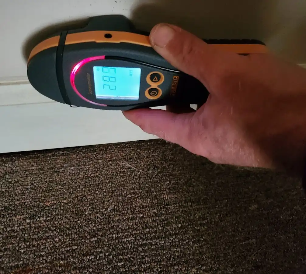 Moisture detection at baseboard during Burst Pipe Cleanup in Parkersburg