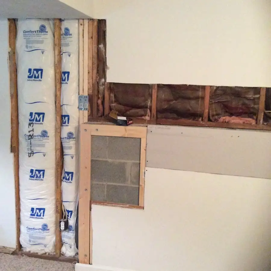 Wall insulation replacement during Basement Flood Cleanup in Parkersburg